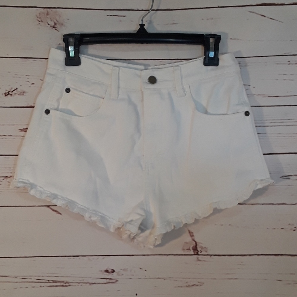 Forever 21 • High waist white shorts . Lace trim